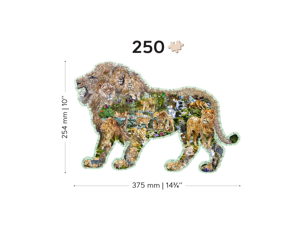 Dřevěné Puzzle Lev, L 250 dílků