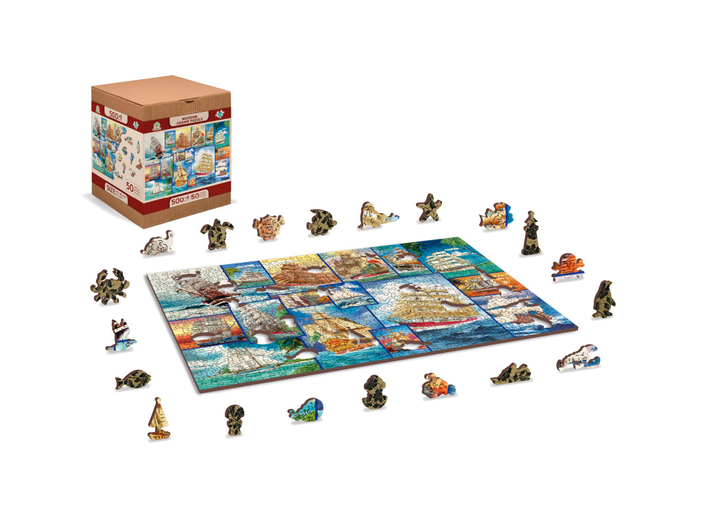 Dřevěné Puzzle Plachetnice, L 505 dílků