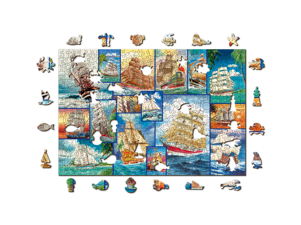Dřevěné Puzzle Plachetnice, L 505 dílků