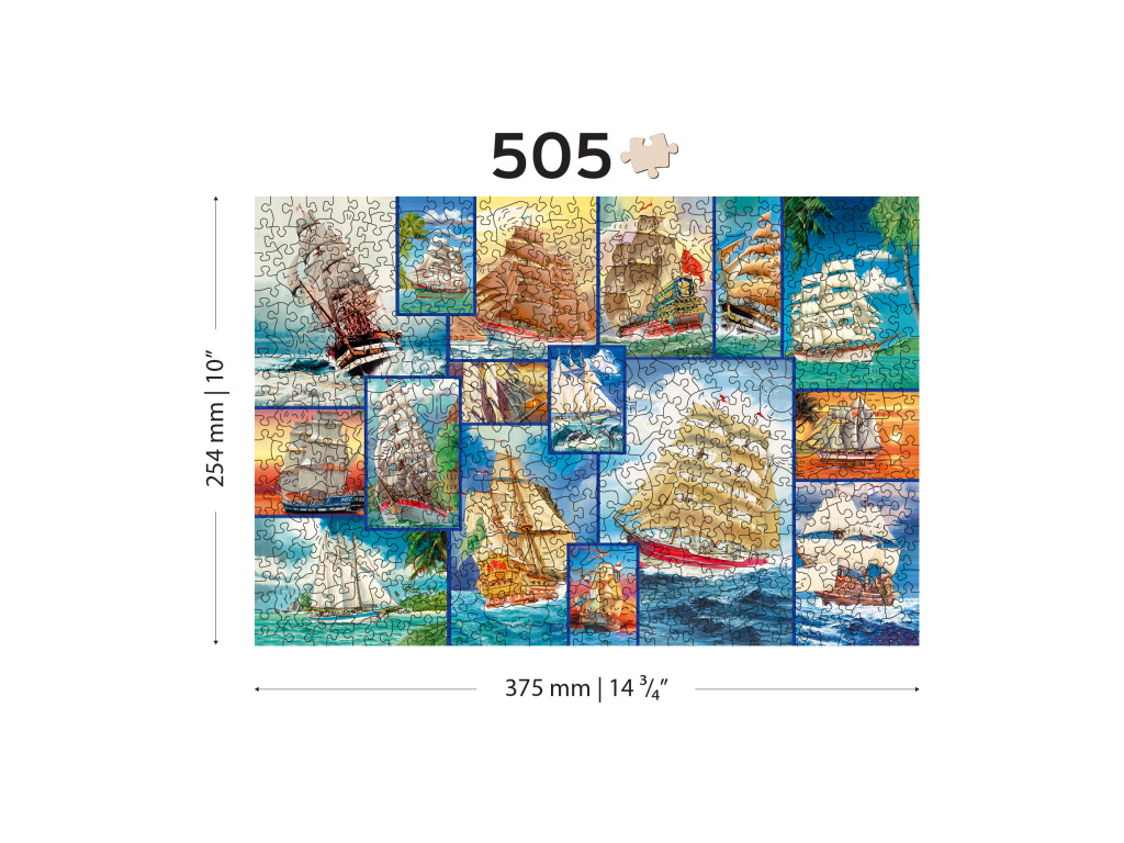 Dřevěné Puzzle Plachetnice, L 505 dílků