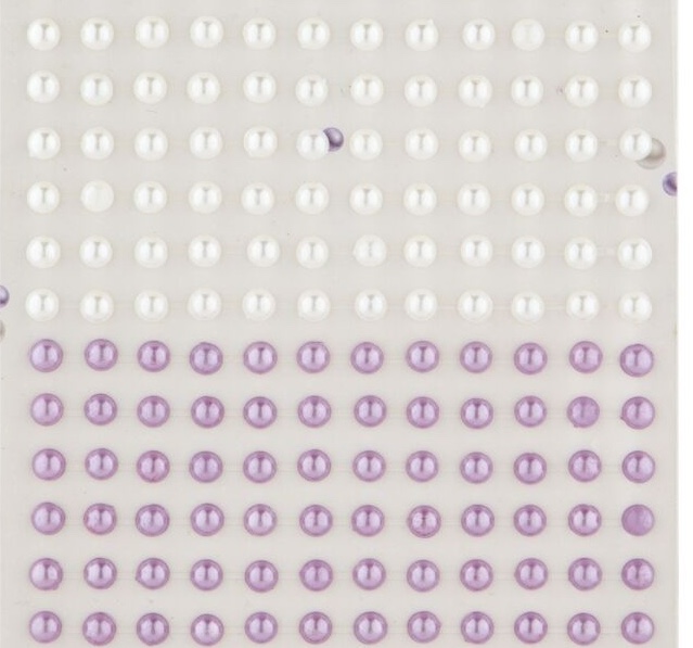 Samolepící perly Medium", 372 ks bílofialové