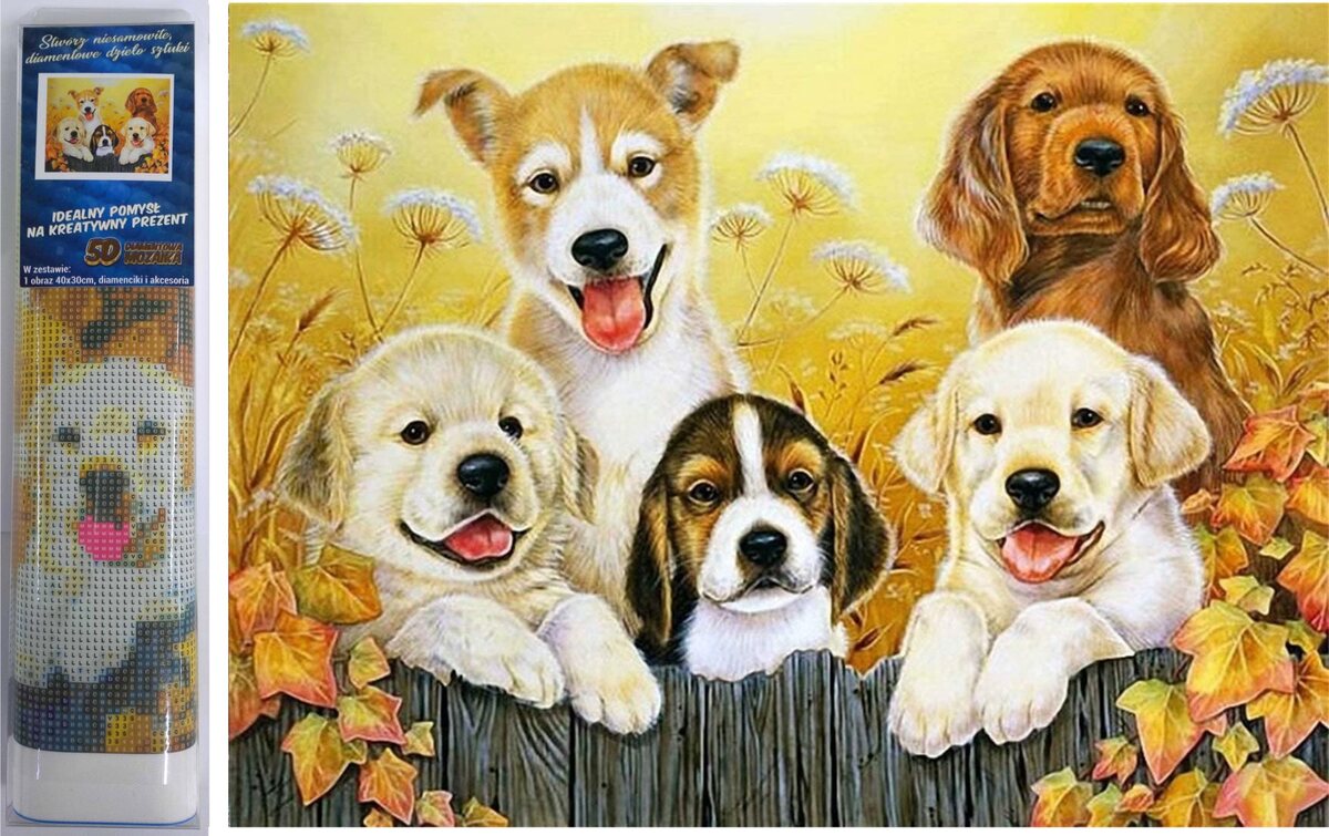 Diamantový obrázek -Parta psů 30x40cm