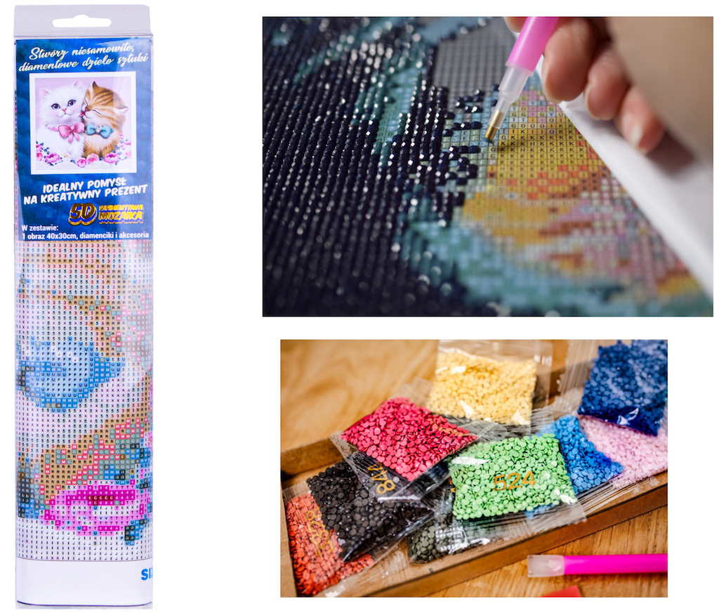 Diamantový obrázek - Zamilované kočičky 30x40cm