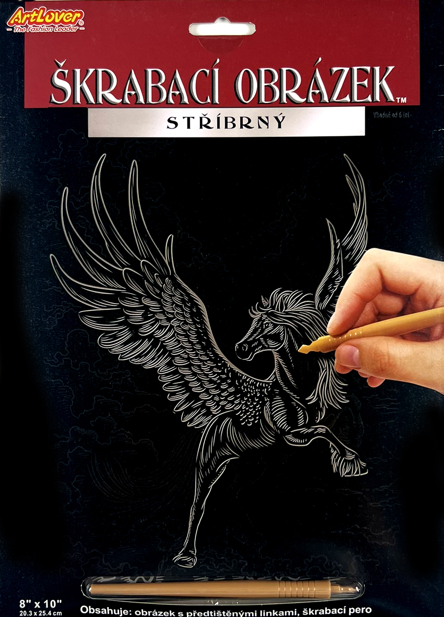 Škrabací obrázek stříbrný 20x25 cm - Pegas 1