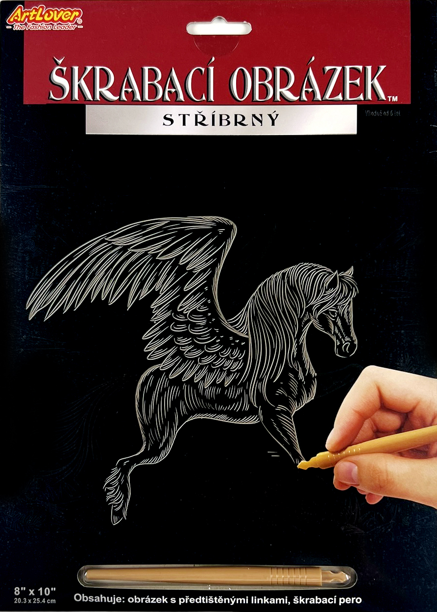 Škrabací obrázek stříbrný 20x25 cm - Pegas 2