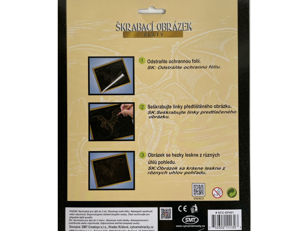 Škrabací obrázek zlatý - Drak 3