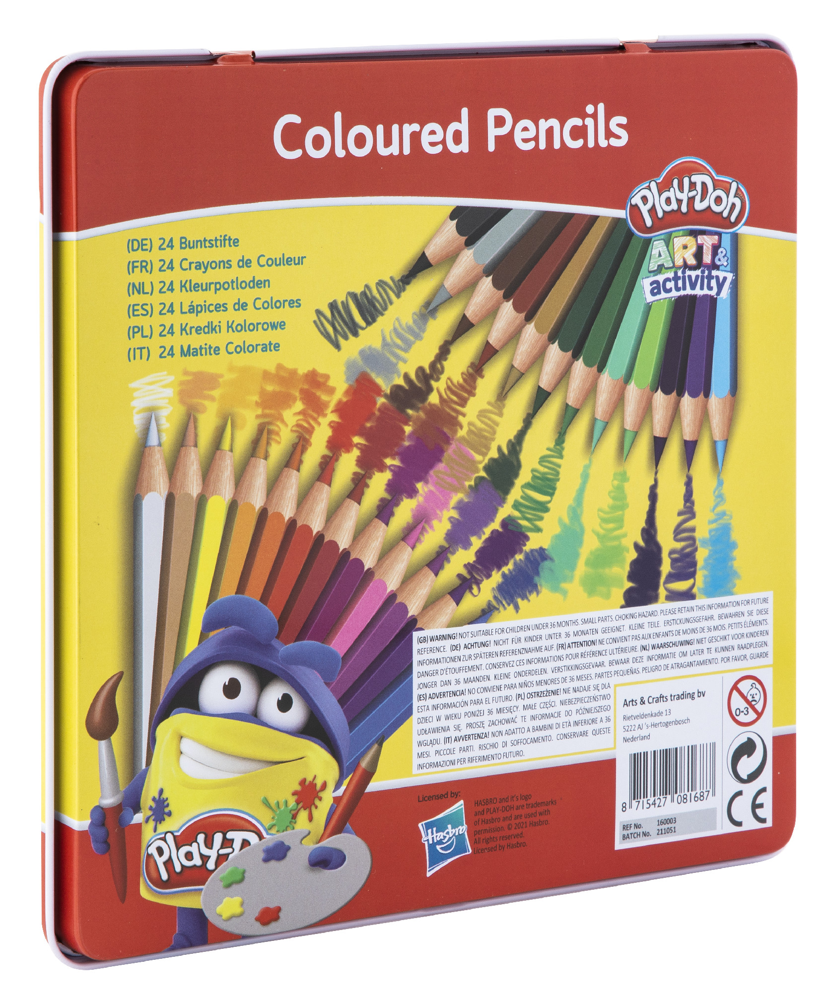 Barevné pastelky v kovovém boxu 24 ks, Play-Doh