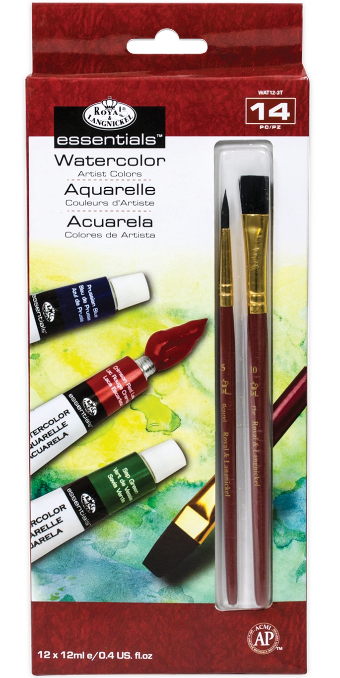 Royal Brush akvarelové barvy 12 ks á 12ml, 2 štětce
