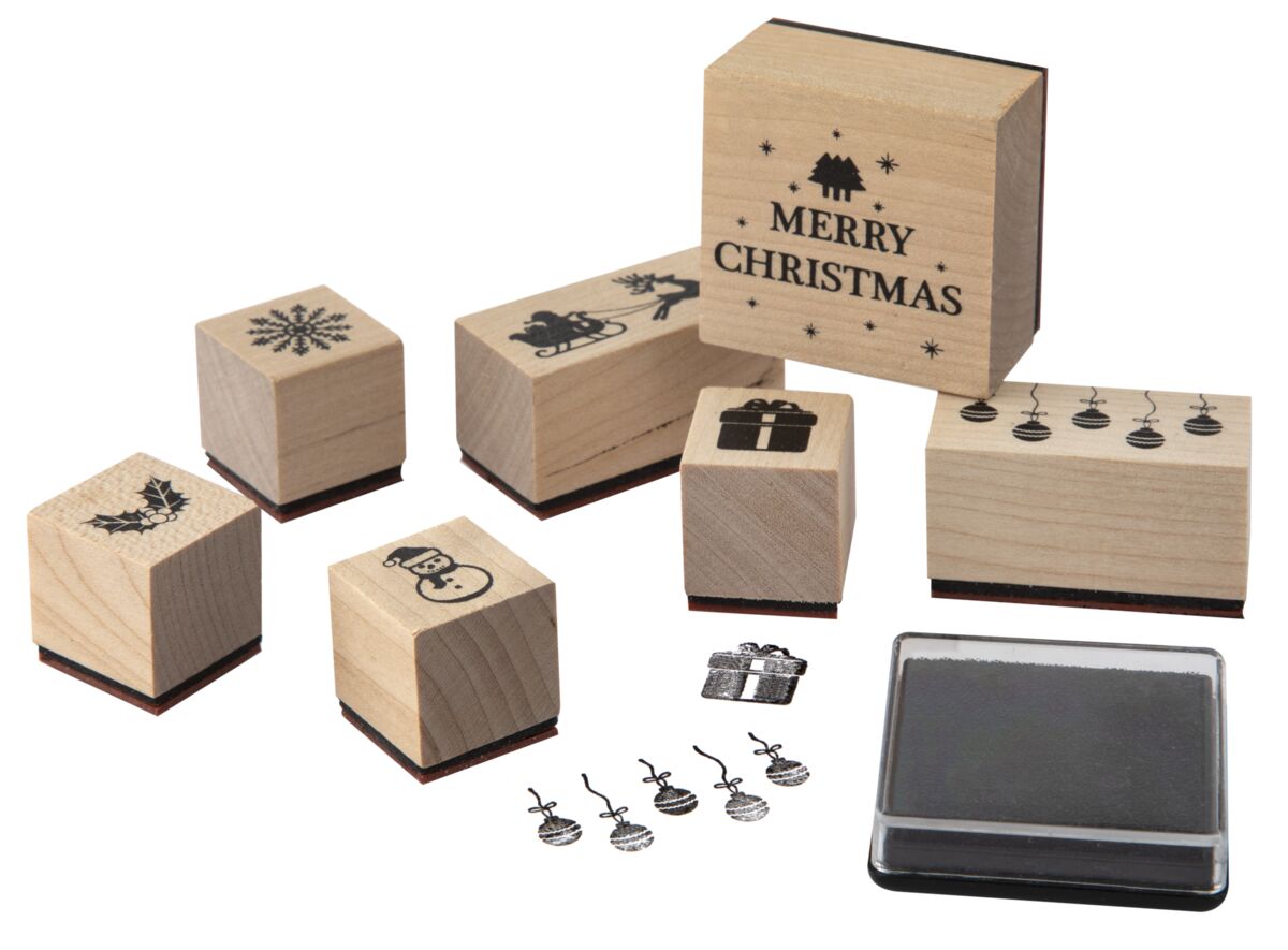 Dřevěná razítka - vánoční ,7 ks