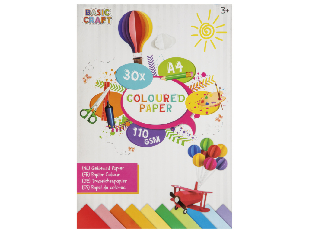 Barevné papíry A4, 110 g/m² - 30 listů