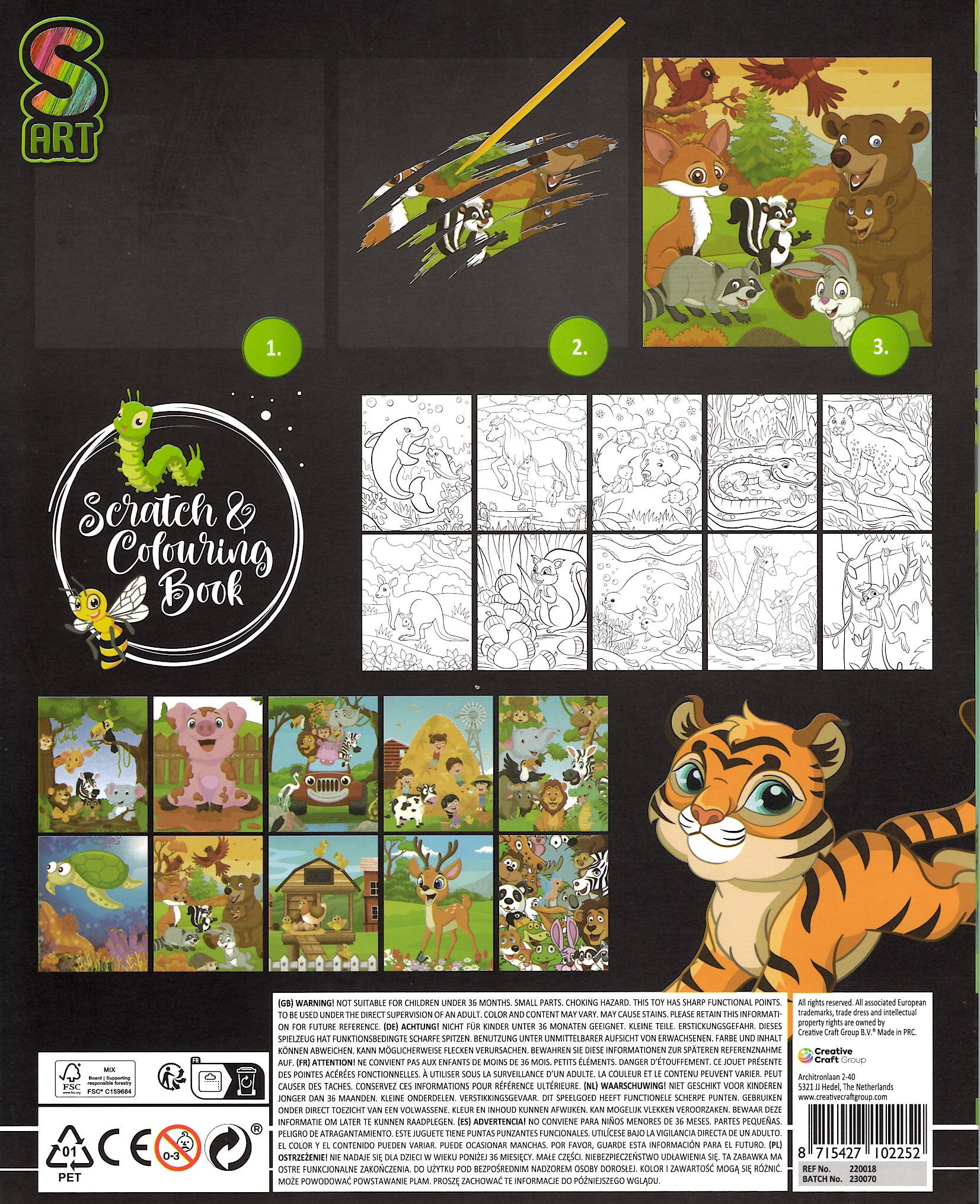 Škrabací + vymalovávací obrázky, 10 listů - tygřík