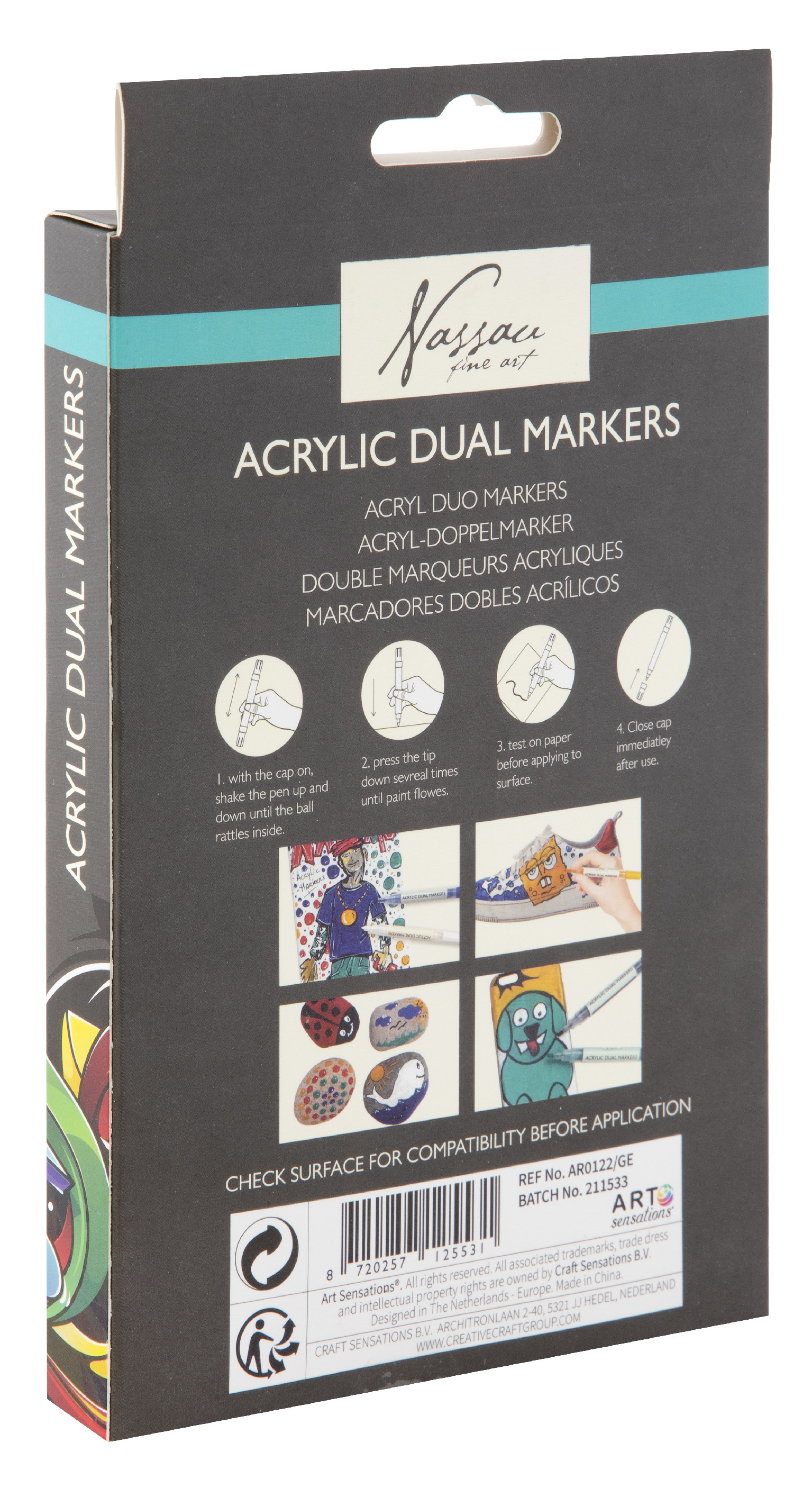 Akrylové oboustranné fixy, 6 ks