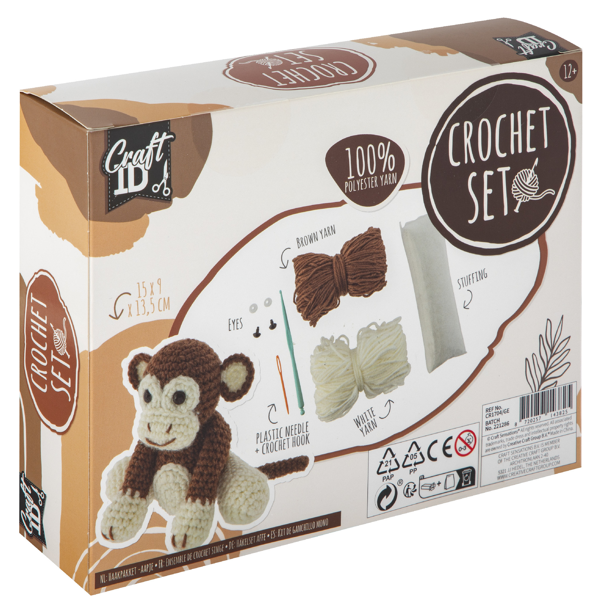 Háčkovaná opice , 15x9x13,5 cm