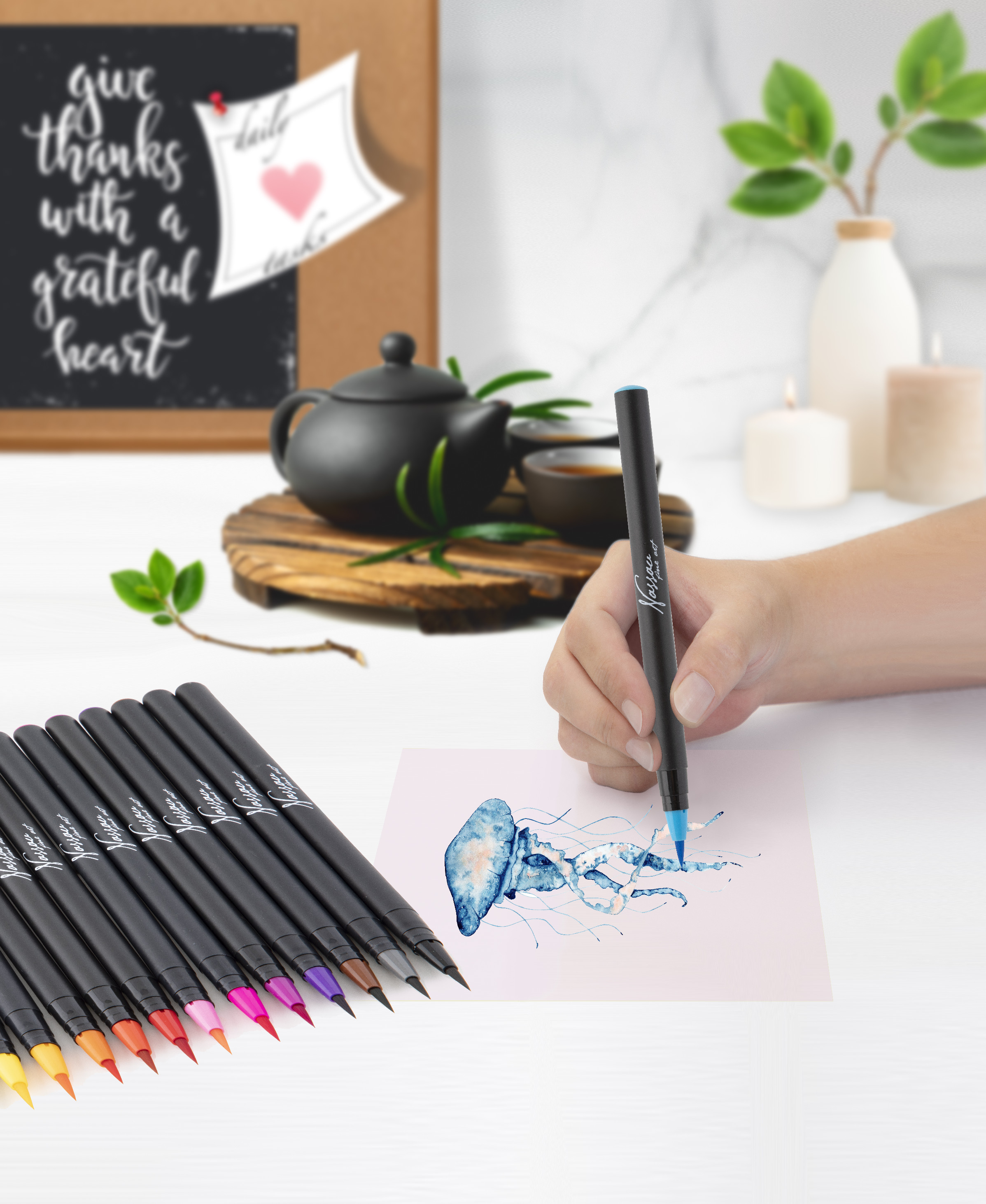 Akvarelové štetcové fixy,20ks + štetec