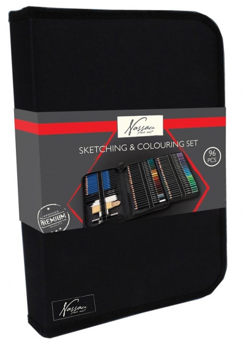 Skicovací tužky a pastelky v pouzdře, 96 ks