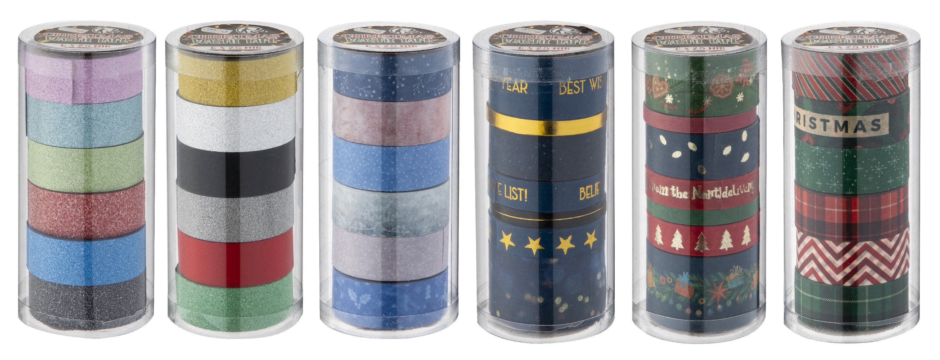 Dekorační lepicí páska - Washi pásky, 2,5m x 6 ks , 24 ks v balení