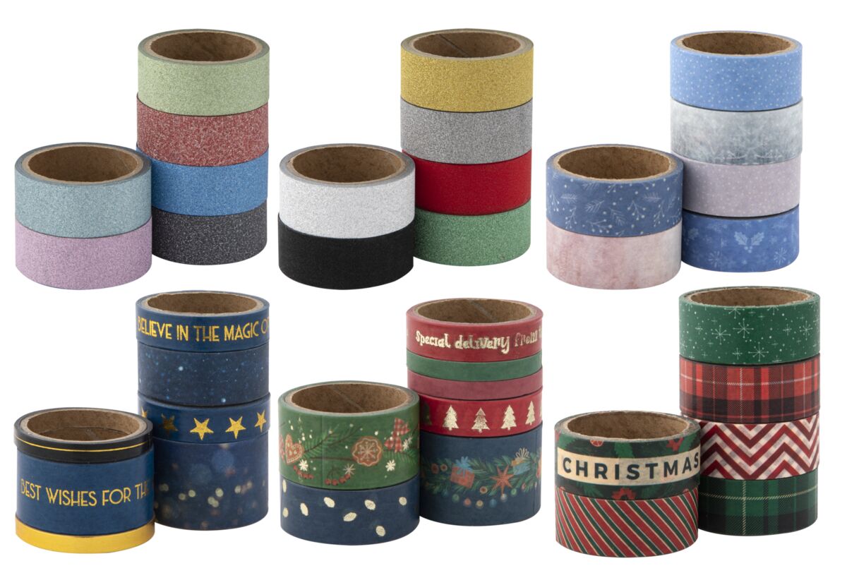 Dekorační lepicí páska - Washi pásky, 2,5m x 6 ks , 24 ks v balení