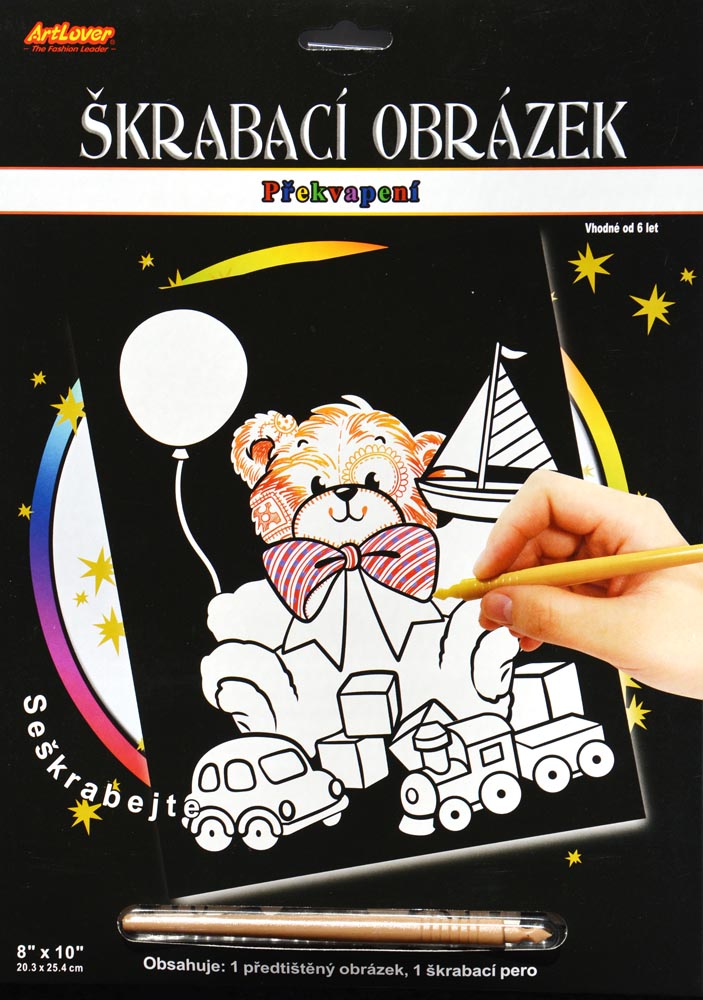 Škrabací obrázek-překvapení - Medvídek
