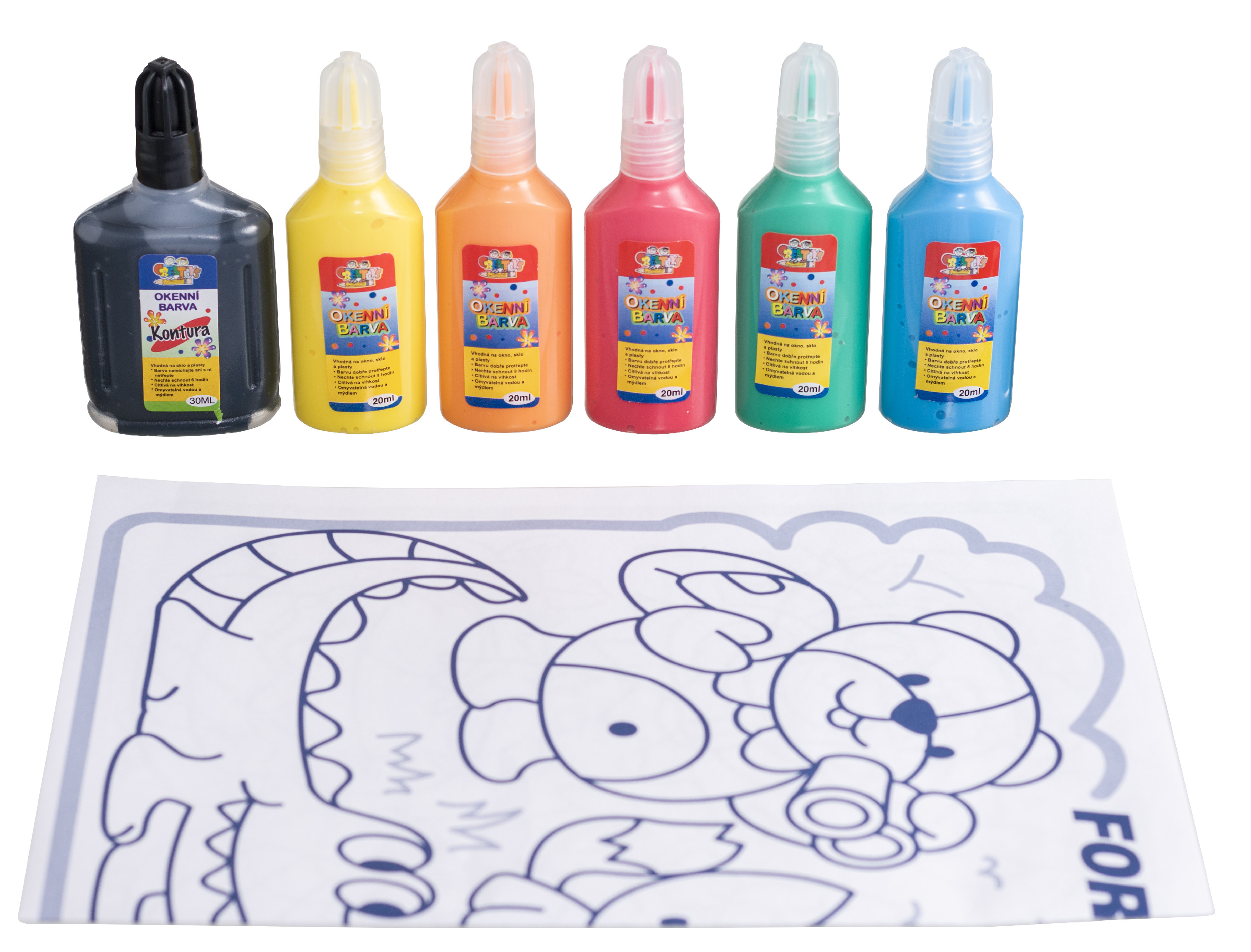 Okenní barvy 5x20 ml, kontura, předlohy