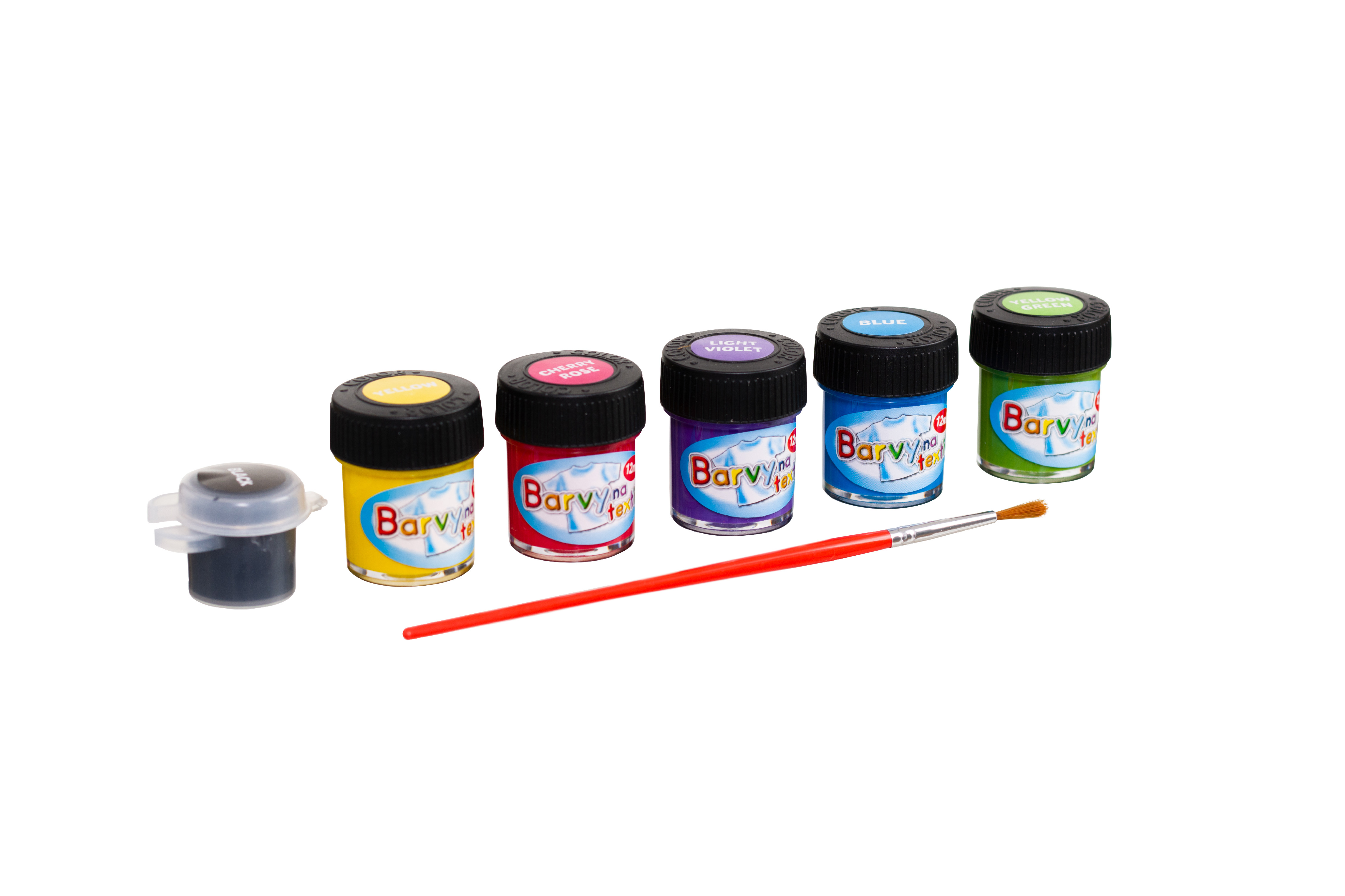 Barvy na textil - 6 barev a štětec