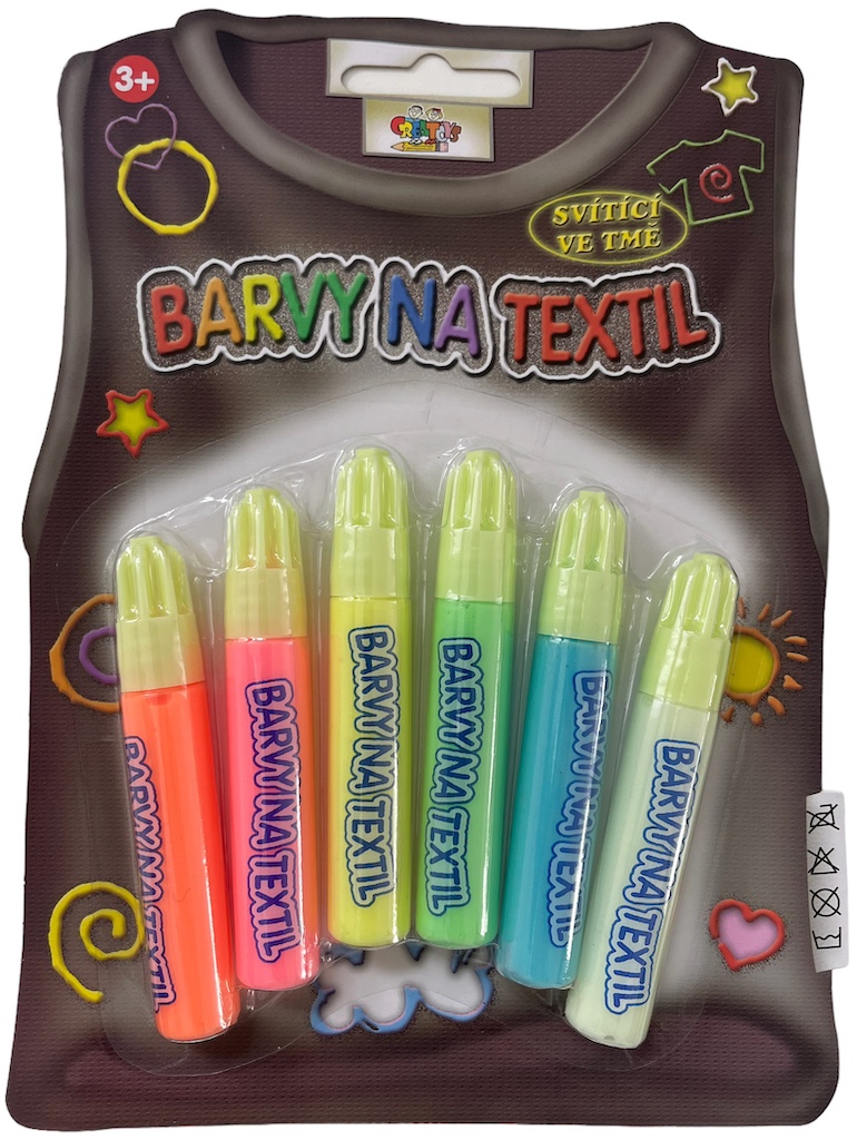 Barvy na textil - 6 ks x 7 ml svítící ve tmě