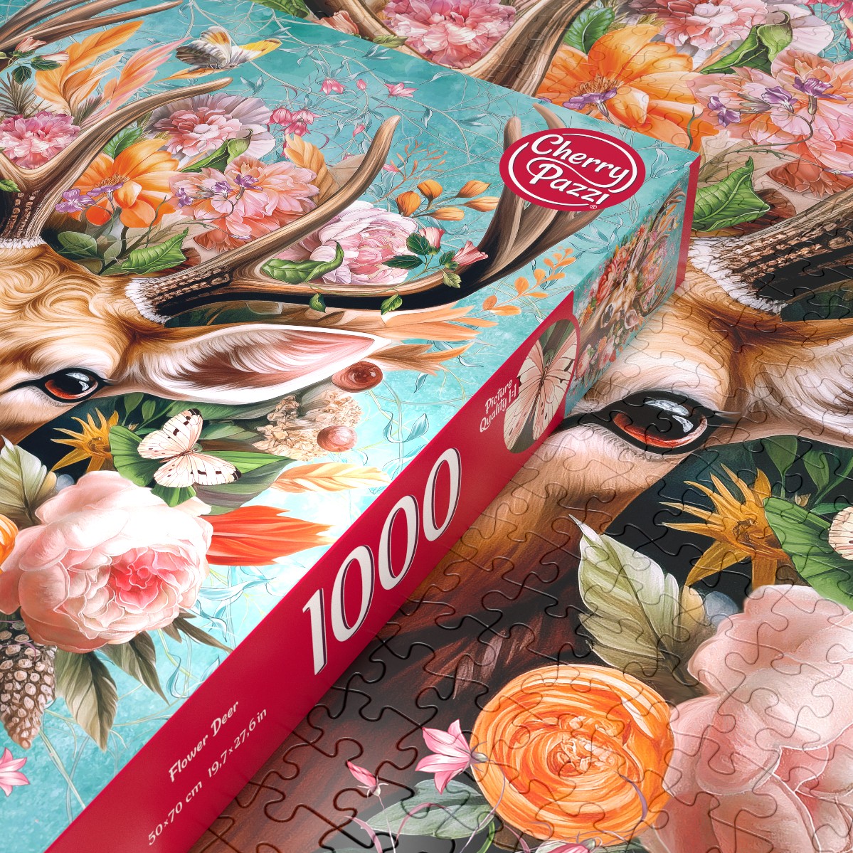 Puzzle 1000d. Cherry Pazzi, Jelen v květinách