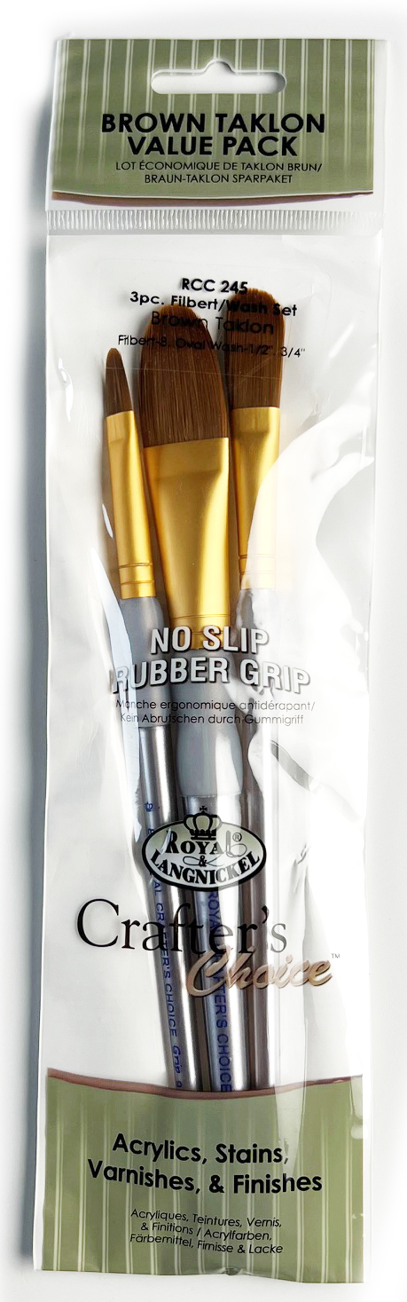 Malířské štětce 3ks ,,Brown Taklon Flat" 8,1/2",3/4"