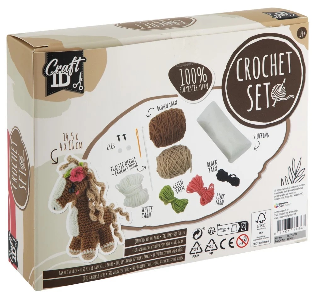 Háčkované hříbě, 14x4x16 cm