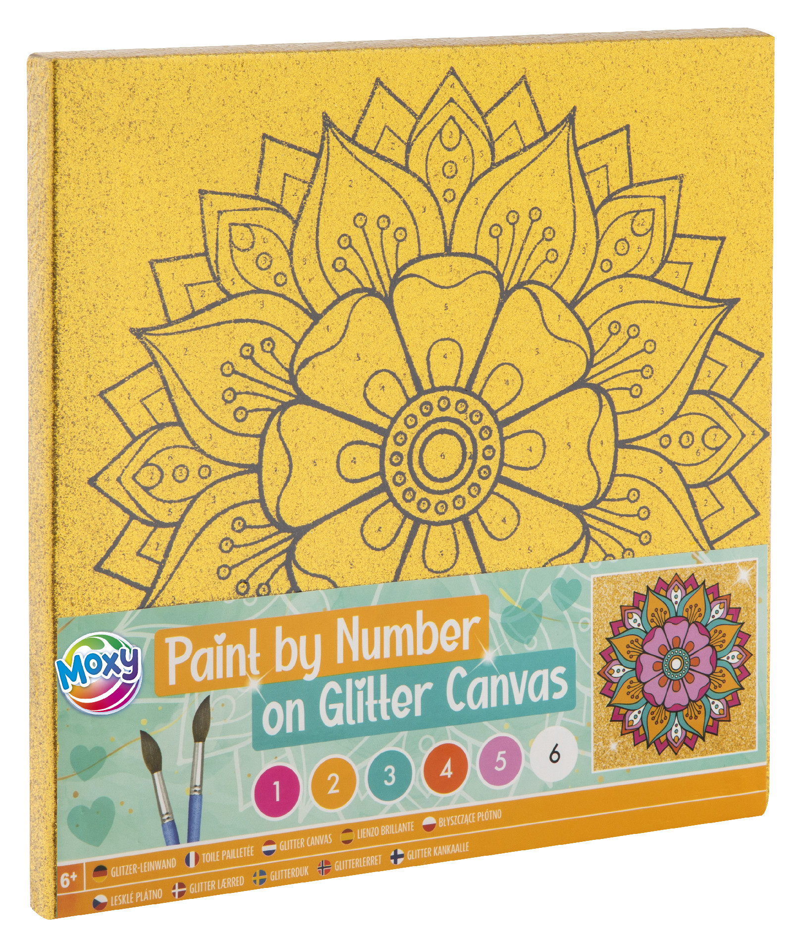 Malování na glitrové plátno podle čísel - Mandala