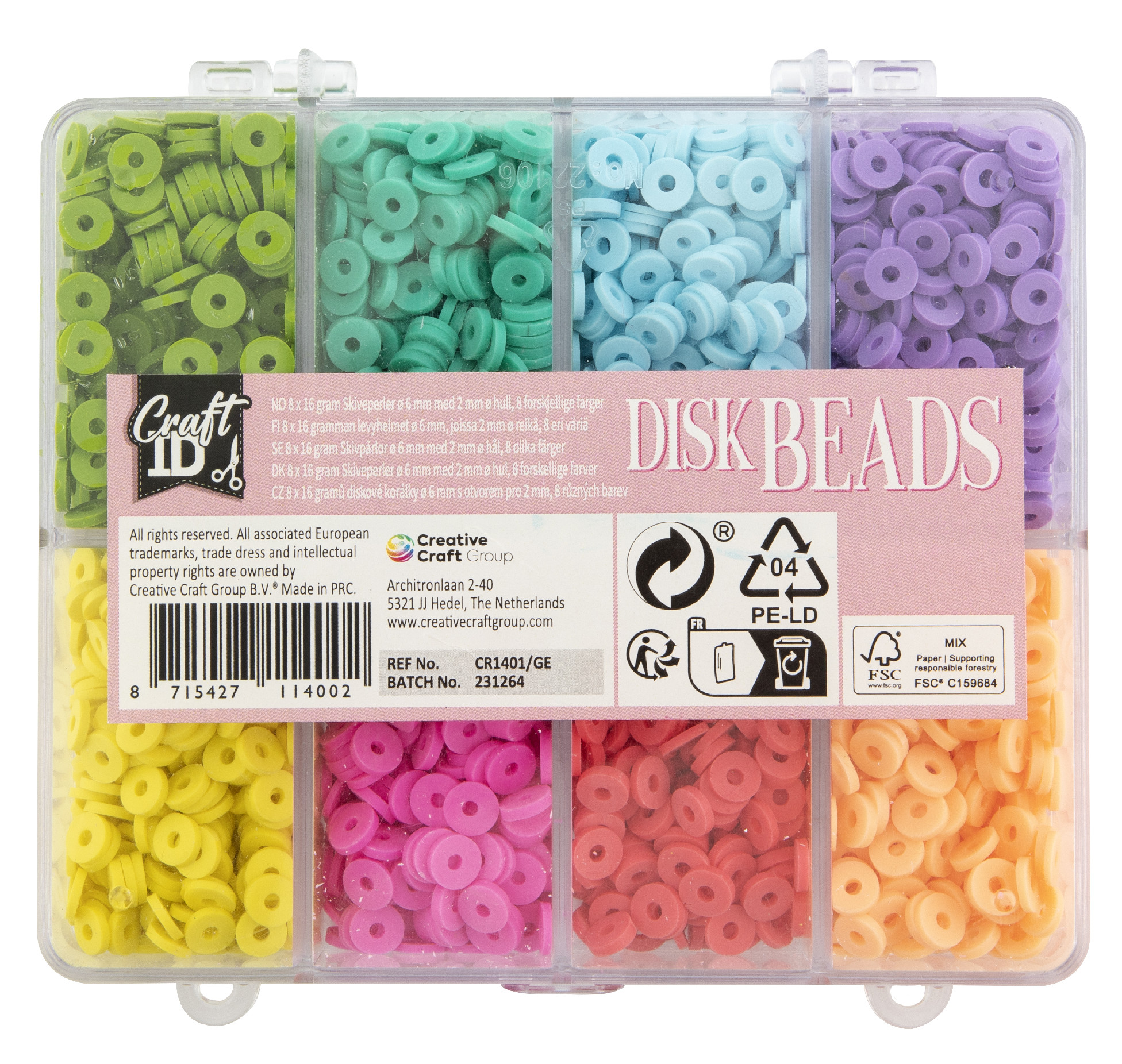 Ploché korálky, mix 8 barev