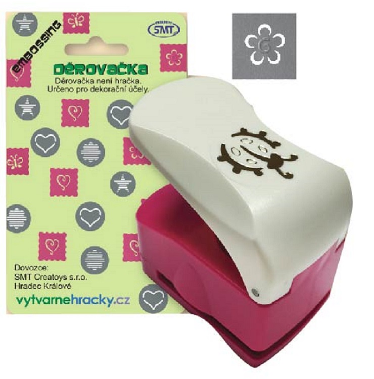 Děrovačka 25 mm s embossing efektem - Kytka