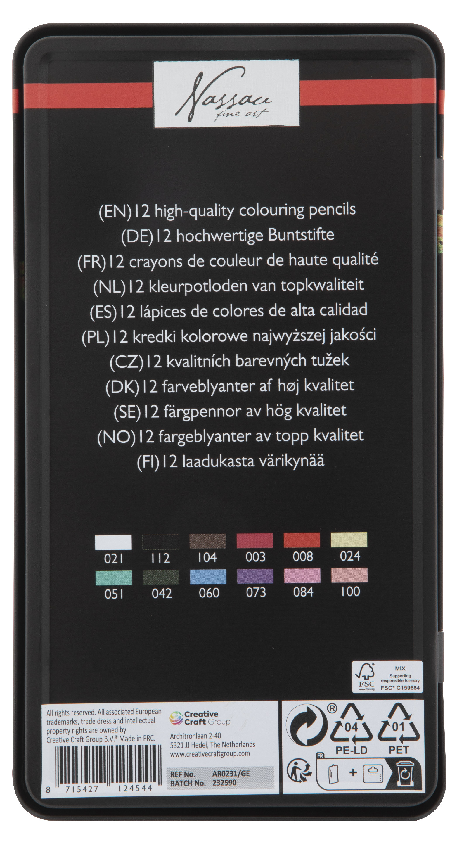 Pastelky v kovovém boxu, 12 ks