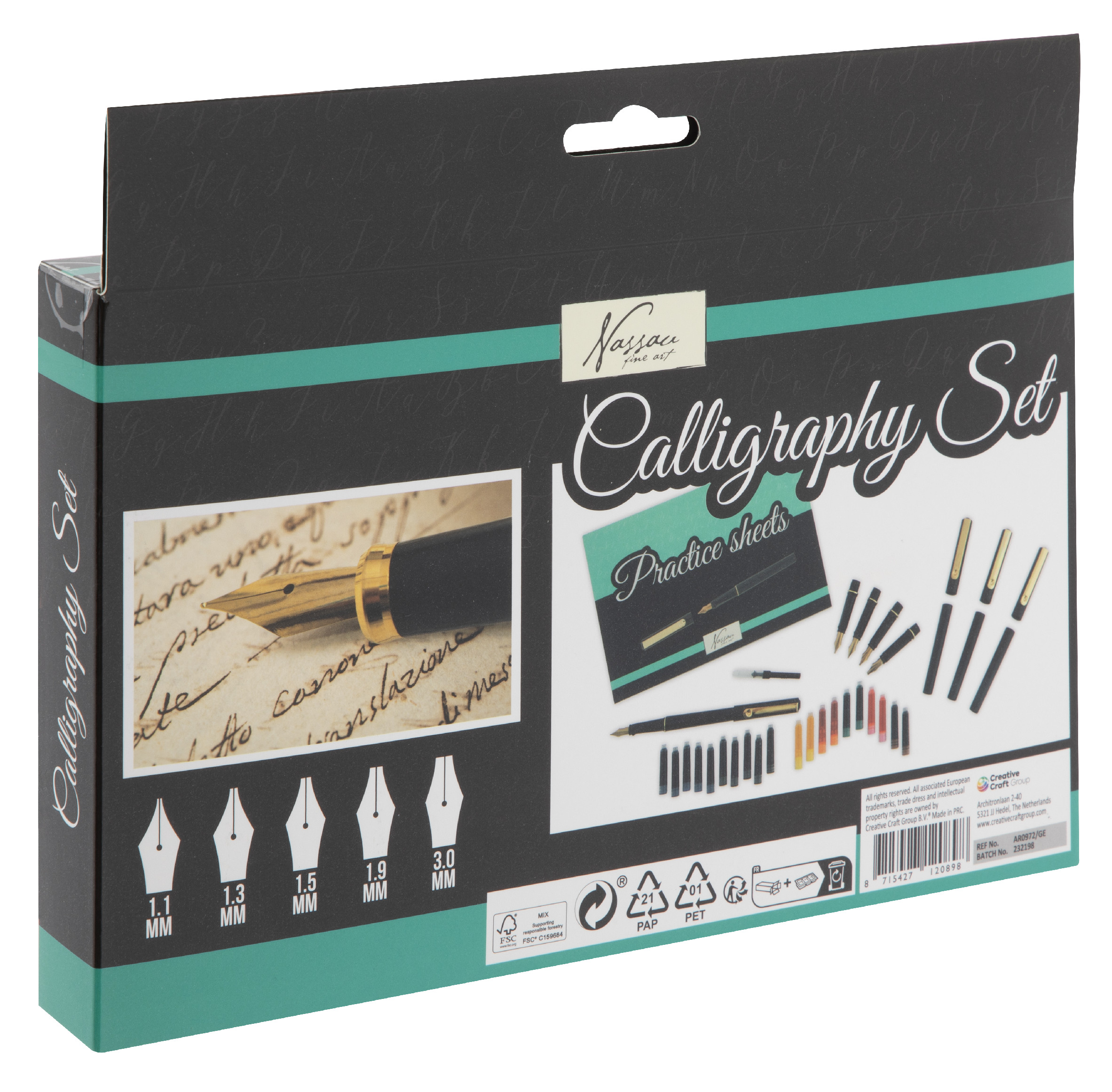 Kaligrafická sada s plnícím bombičkovým perem, 35 ks