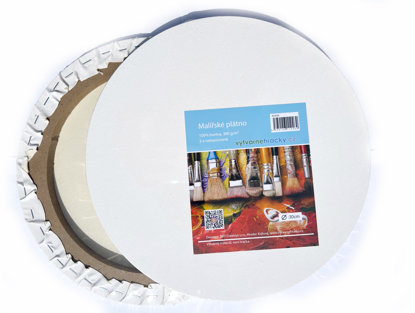 Plátno kulaté průměr 30 cm, 380 g/m2, 100% bavlna, 3x šepsováno