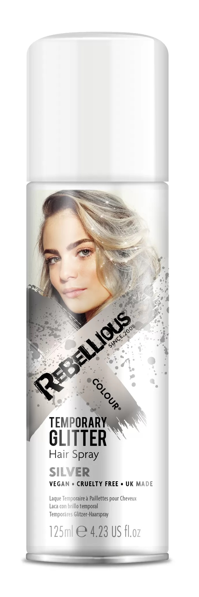 Dočasný třpytivý sprej na vlasy, 125 ml - Stříbrný "Silver Sparkle"