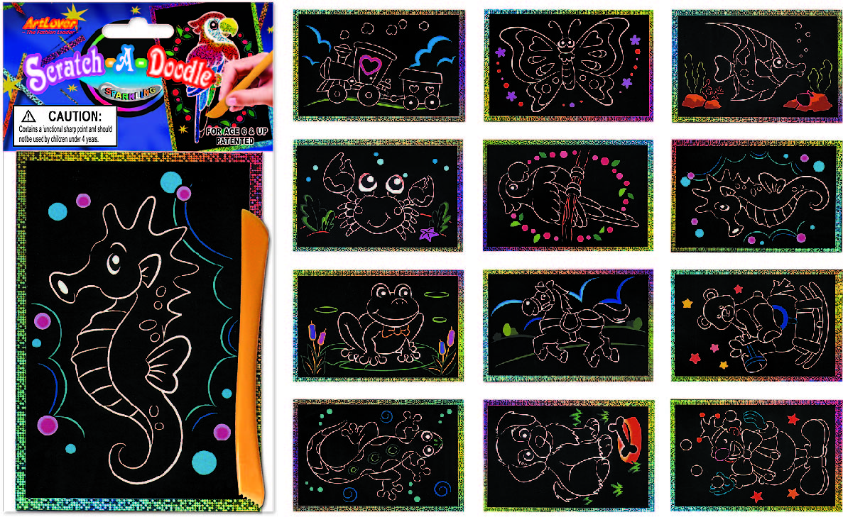 Vyškrabovací obrázky- Třpytivé, v balení 24 ks, zadejte počet kusů, cena je za 1ks