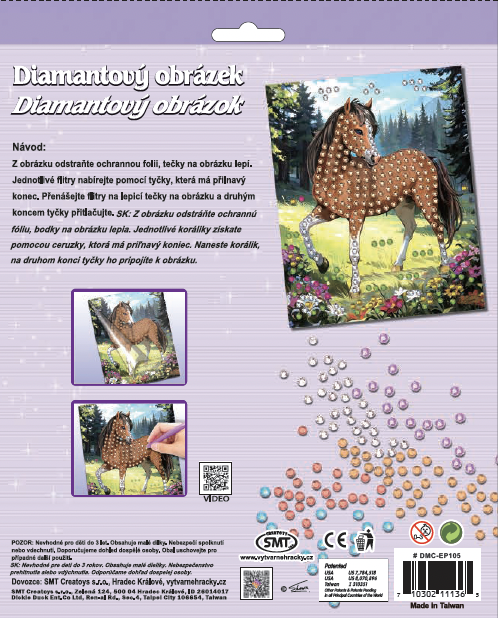 Diamantový obrázek - kůň s hnědou hřívou