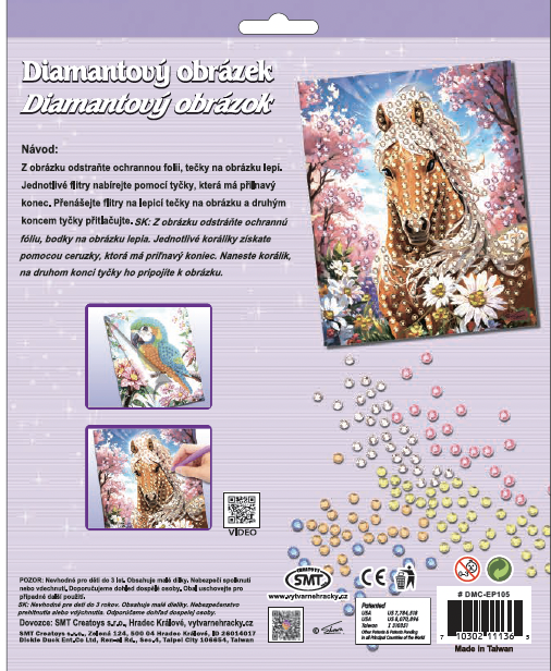 Diamantový obrázek - kůň s bílou hřívou