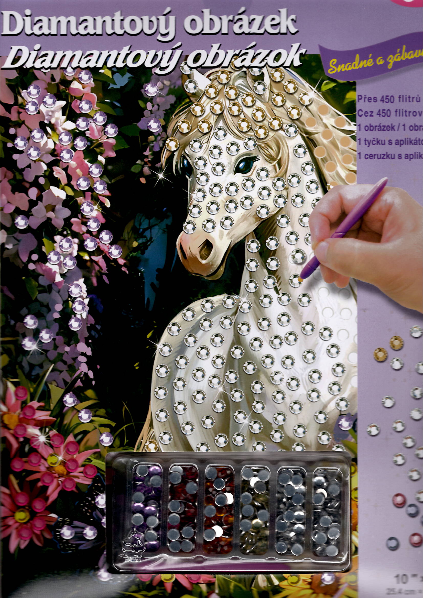 Diamantový obrázek - kůň bělouš