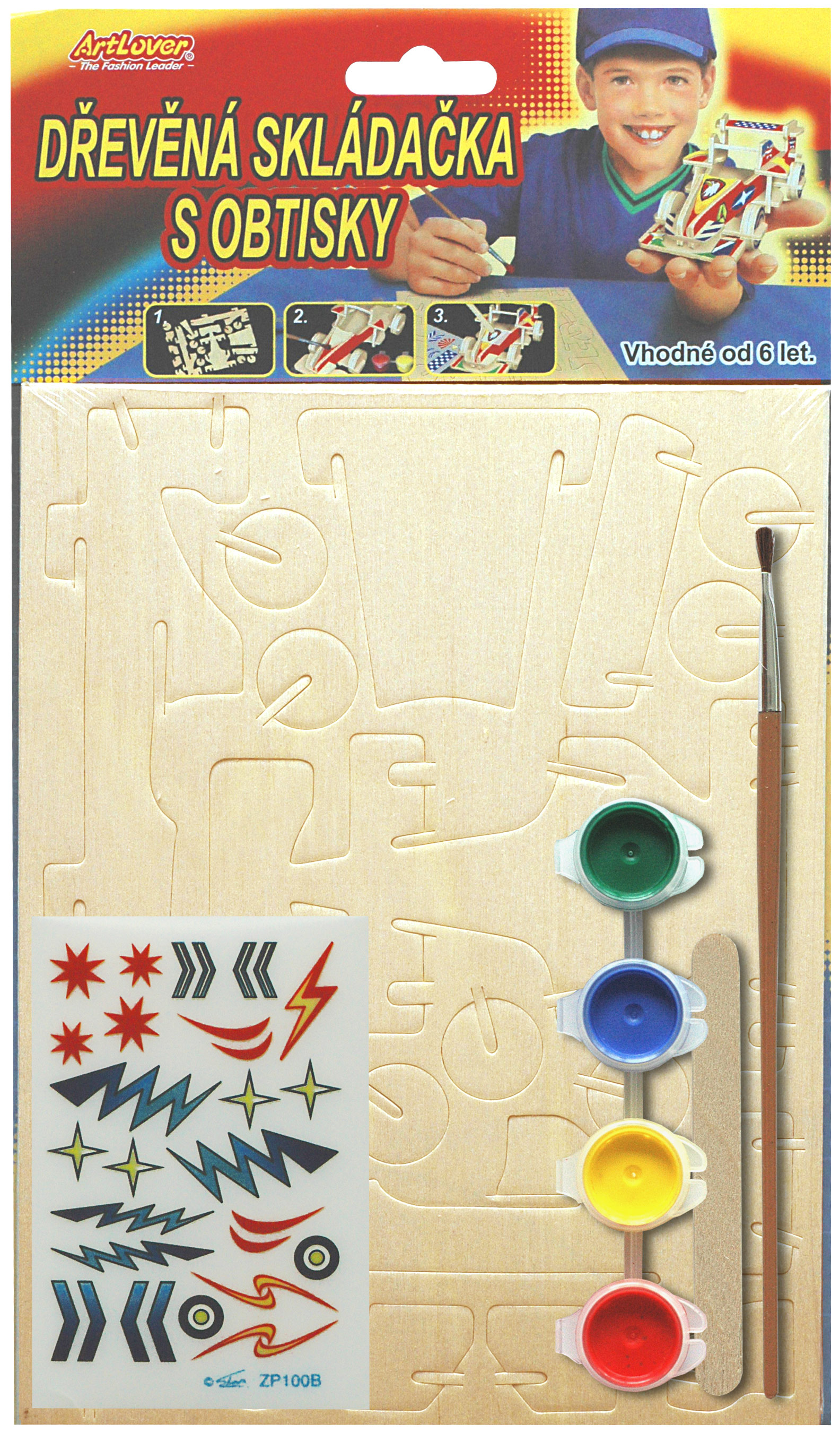 Dřevěná skládačka s obtisky- Formule