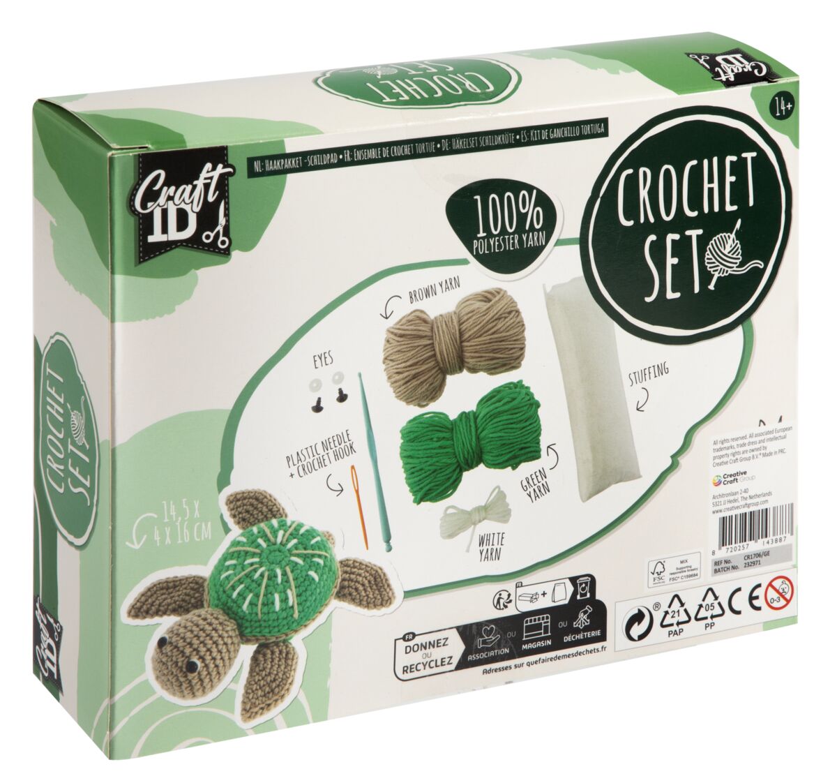 Háčkovaná želva, 14,5x4x16 cm