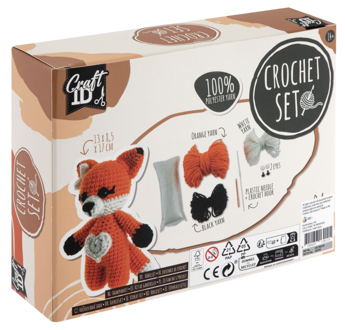 Háčkovaná liška, 13x8,5x17 cm