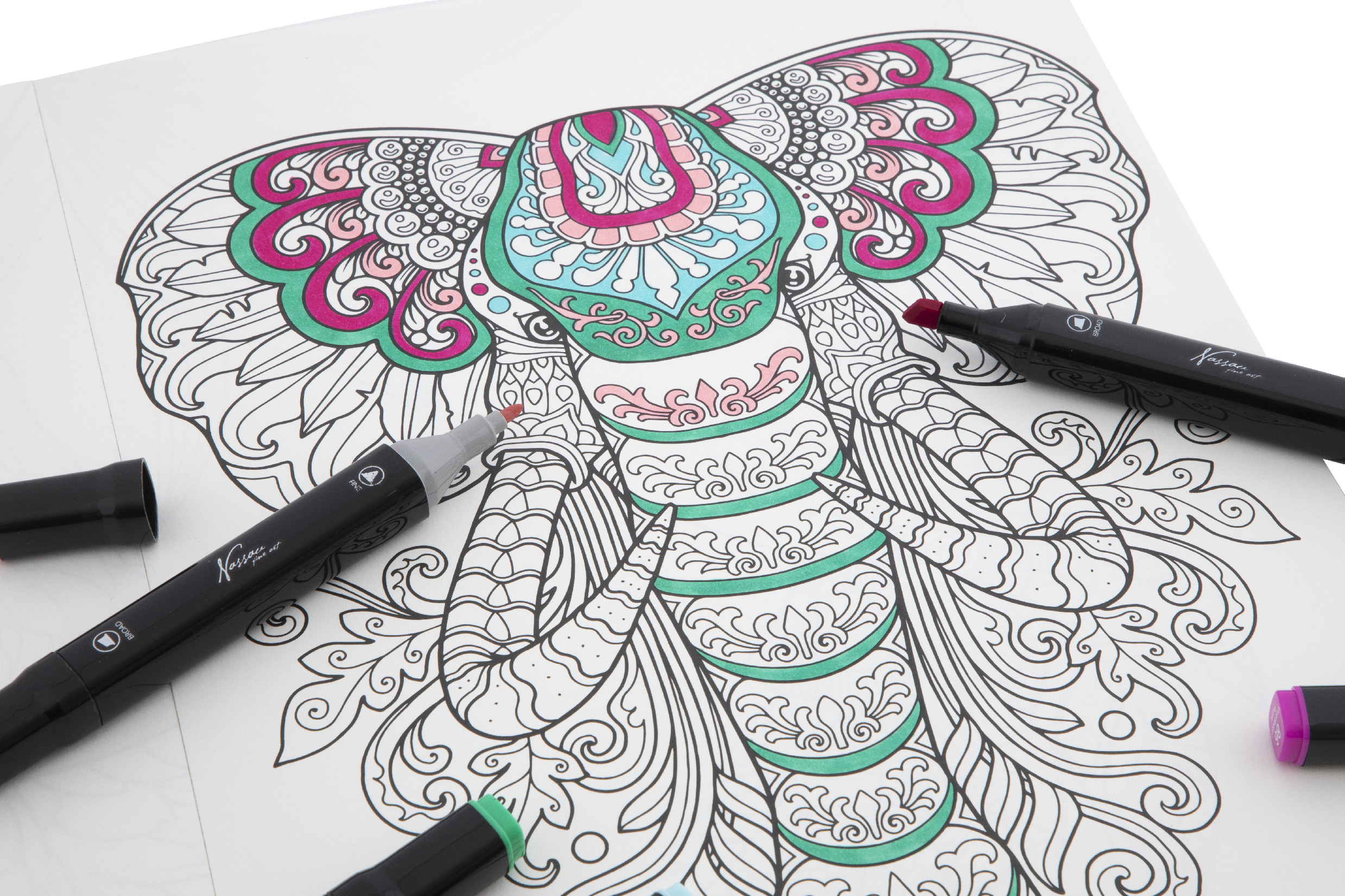 Antistresové omalovánky pro dospělé s motivem zvířat, 16 ks, 25,2 x 35,2 cm