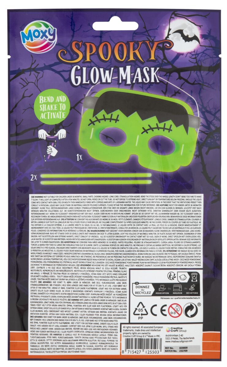 Svítící Halloweenská maska - Frankenstein