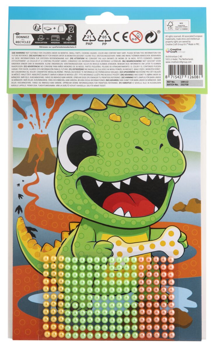 Korálkový obrázek, A5 - dinosaurus