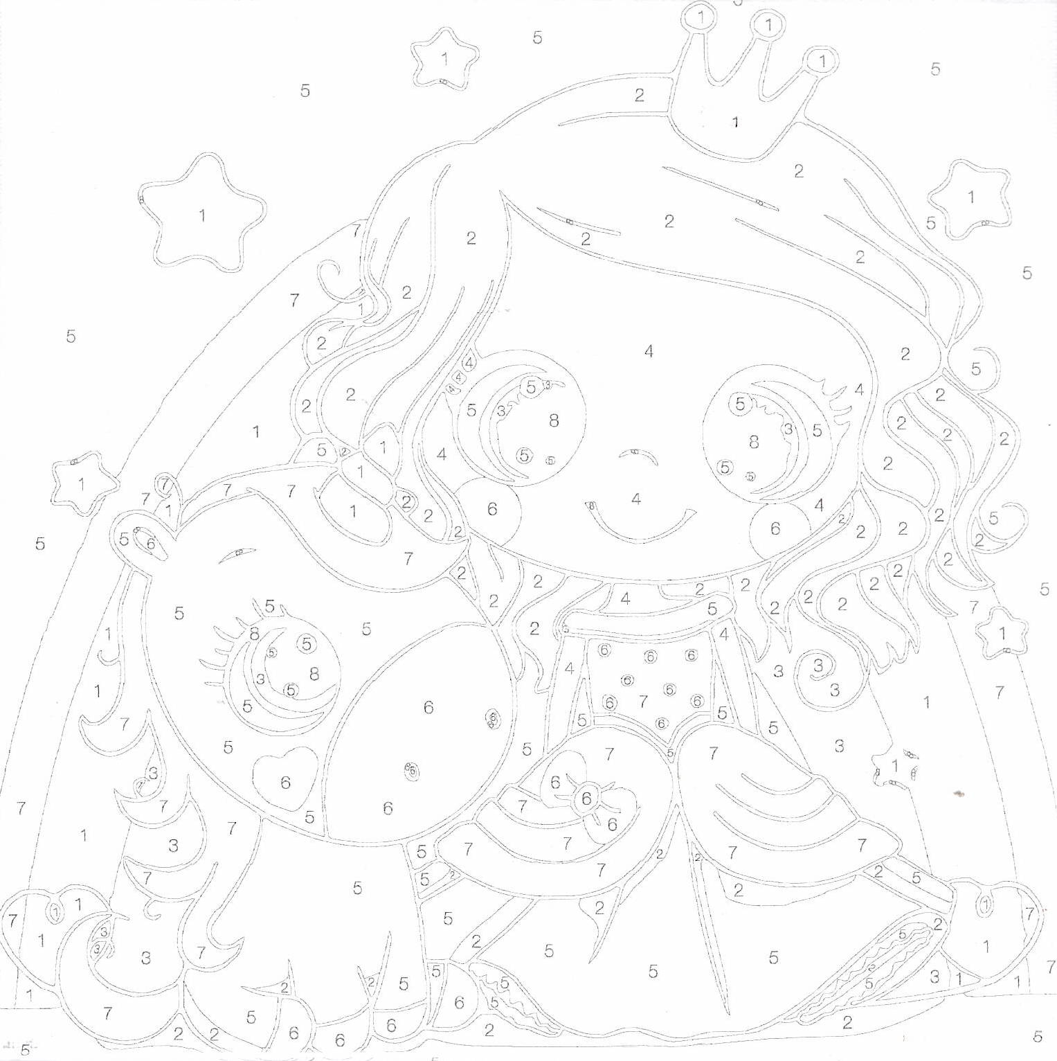 Malování podle čísel na plátno 20 x 20 cm - princezna a jednorožec