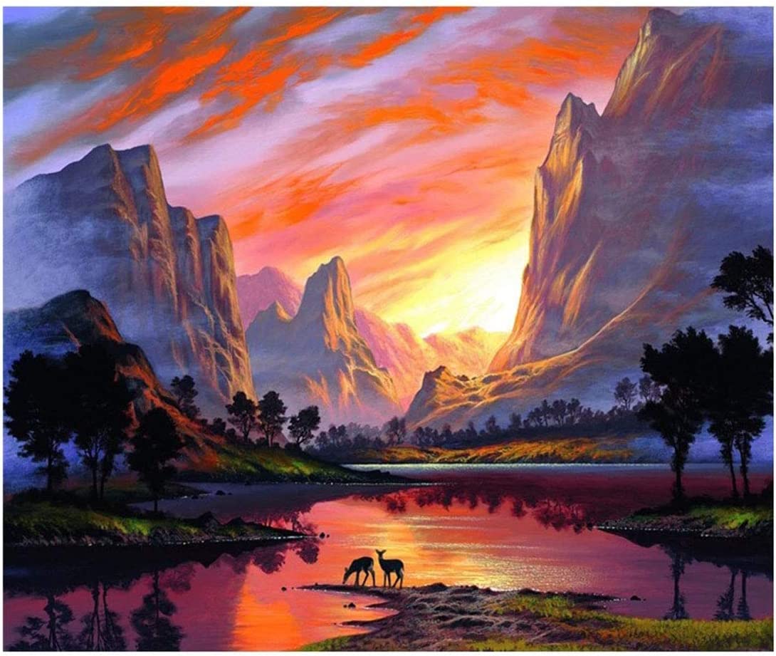 Diamantový obrázek - Západ slunce na horách 30 x 40 cm