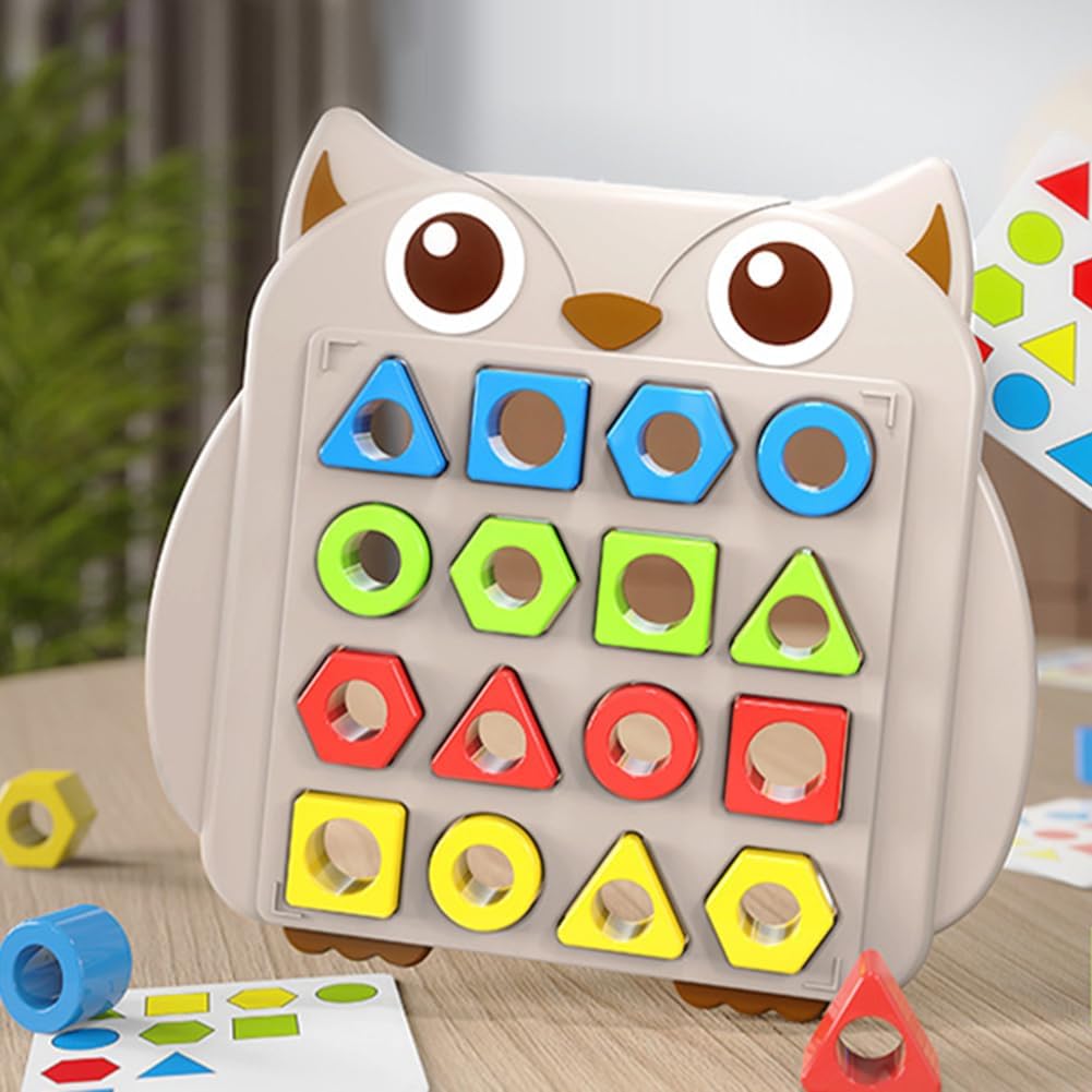 Montessori - skládačka sova, přiřazování geometrických tvarů