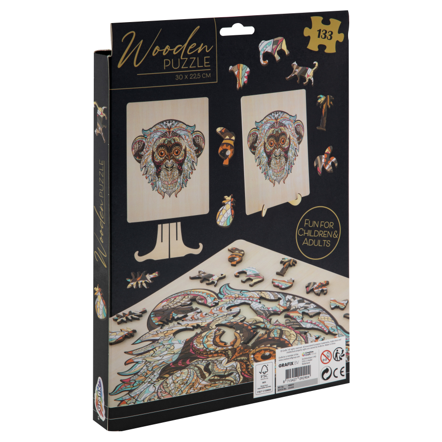 Dřevěné puzzle 133 dílků - Opice
