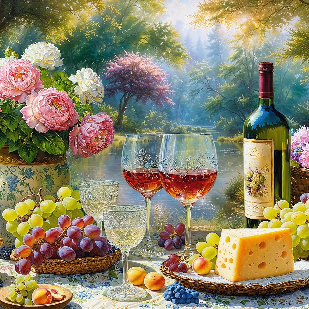 Puzzle 1000 dílků, Cherry Pazzi, Vinné zátiší s hrozny